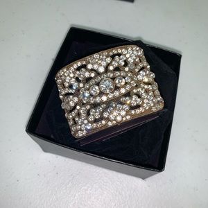 Paula Abdul Leather Cuff Rhinestone Bracelet